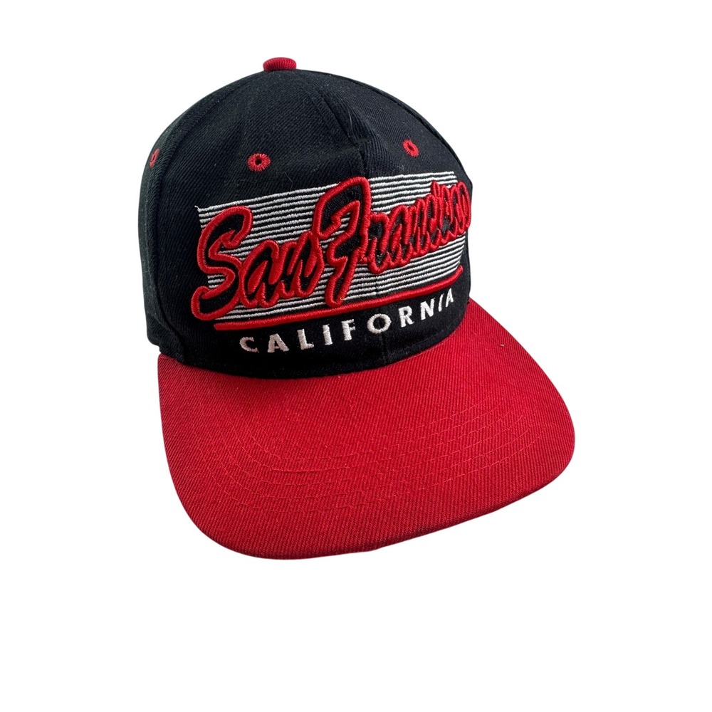 Joycap Black Hawk San Francisco California Snapback Hat Flat bill Vtg streetware